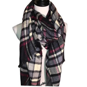 SCARF NEW WOMENS BLACK SCARVES FALL PLAID  ACCESSORIES CASUAL WINTER ONE SIZE